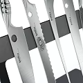 Stainless Steel Kitchen Knife Set with Black Block Stand and Sharp Blades 3d model