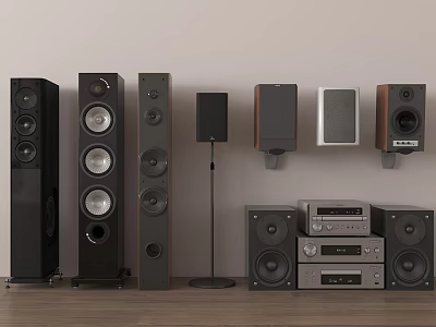 Modern Home Audio Speakers With Floor Standing Wall Mounted Bookshelf Designs And System Components 3d model