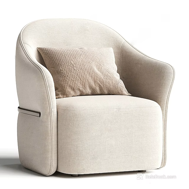 Modern Beige Fabric Single Sofa With Comfortable Cushion And Elegant Design 3d model 