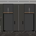 Modern 2nd Floor Elevator Lobby Featuring Dark Doors Marble Floor And Decor 3d model