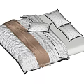 Cozy Bedroom Bedding Set With Patterned Bedspread Brown Blanket And Pillows 3d model