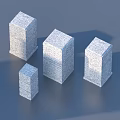 Gray Concrete Stacked Cubes On Blue Background With Shadow Effects 3d model