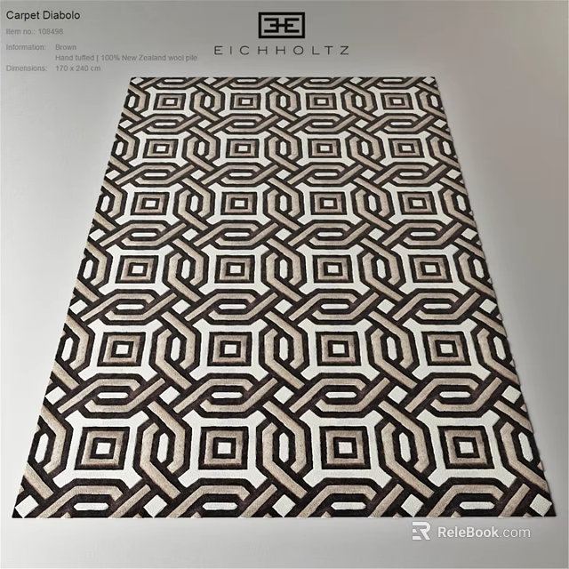 Stylish Square Rug with Geometric Pattern in Brown Beige and White Design 3d model 