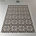 Stylish Square Rug with Geometric Pattern in Brown Beige and White Design