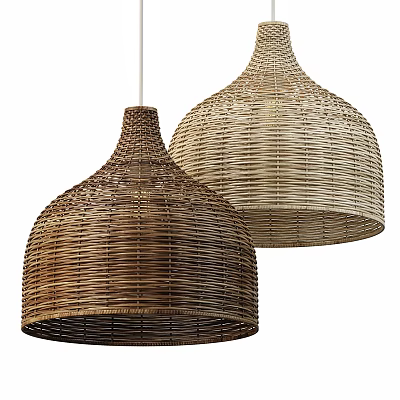 Stylish Woven Dome Shaped Pendant Lights In Brown And Light Brown For Home Decor 3d model