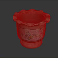 Terracotta Flower Pot With Scalloped Edge And Floral Pattern Garden Decor