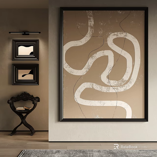 Elegant Home Interior With Wall Art And Ornate Side Table 3d model