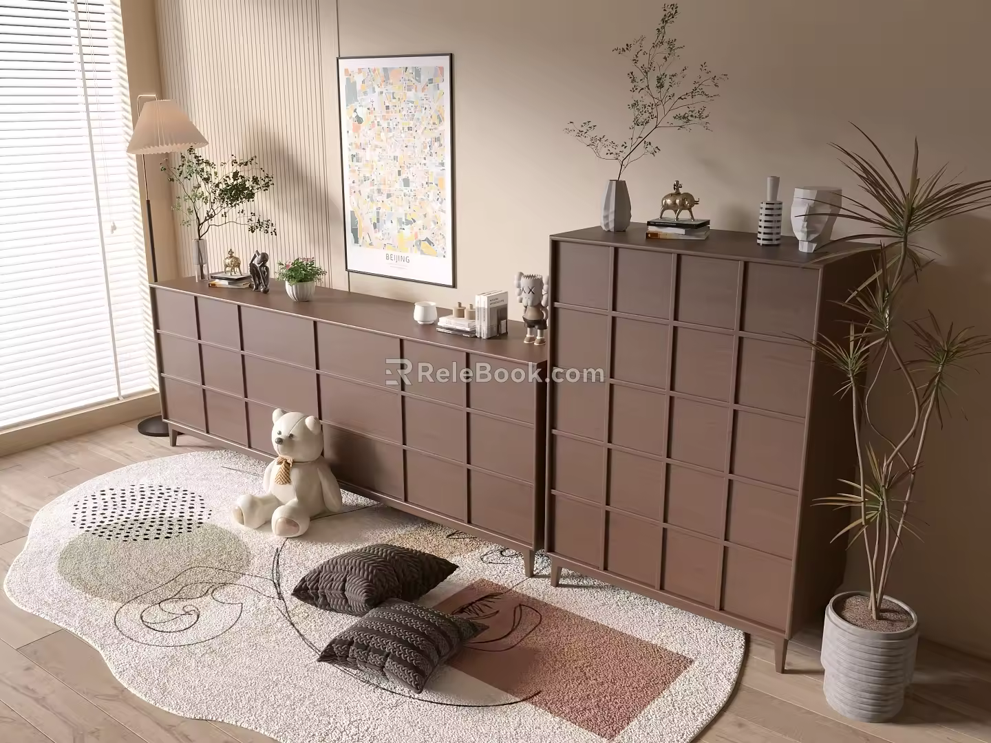 Modern Wood Grain Cabinet Simple Style Cabinet Whole Cabinet Sideboard Balcony Cabinet Storage Cabinet Entrance Cabinet 3d model