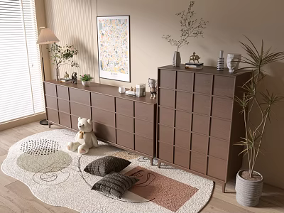 Modern Wood Grain Cabinet Simple Style Cabinet Whole Cabinet Sideboard Balcony Cabinet Storage Cabinet Entrance Cabinet 3d model