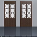 Brown Wooden Swing Doors Featuring White Lattice Patterns For Interior Design 3d model