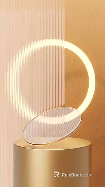 Commercial Decorative Display Equipment with Illuminated Ring Vertical Stripes and Transparent Wavy Elements 3d model 