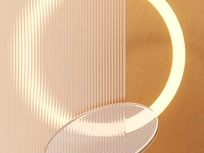 Commercial Decorative Display Equipment with Illuminated Ring Vertical Stripes and Transparent Wavy Elements 3d model