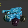 Blue Military Vehicle Toy Model With Dual Cannons Large Tires Headlights And Antenna