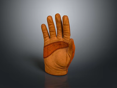 Brown Leather Gloves For Daily Use With Comfortable Fit And Durable Material 3d model
