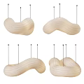 Various Unique Curved Pendant Lights With Modern Wavy Fabric Design For Interior Decor