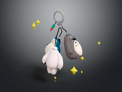 Modern Chandelier With Cute Cartoon Characters And Shining Star Decorations 3d model