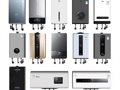 Modern Household Water Heaters With Various Designs And Home Use Functions 3d model