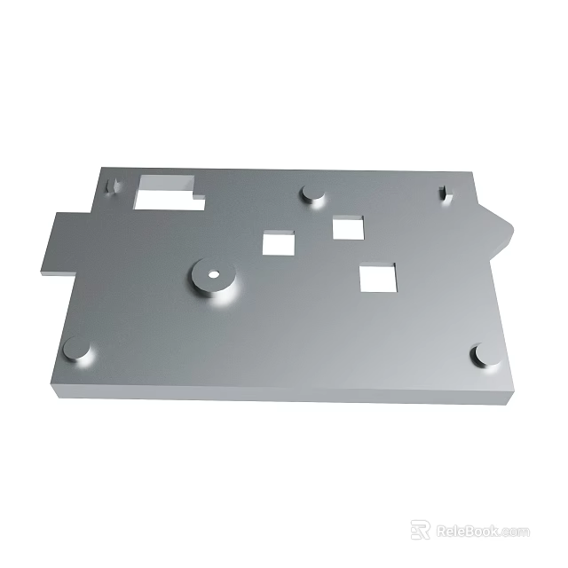 Metal Plate With Square Holes And Circular Protrusions For Industrial Use 3d model 