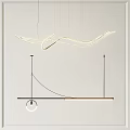 Modern Curved White Chandeliers With Flowing Design And Black Frame Circular Linear Lights