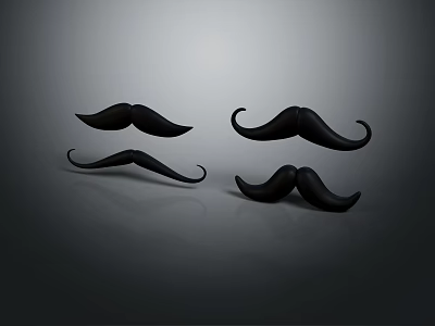 Men's Different Shaped Black Fake Mustache Props For Facial Hair Styling 3d model