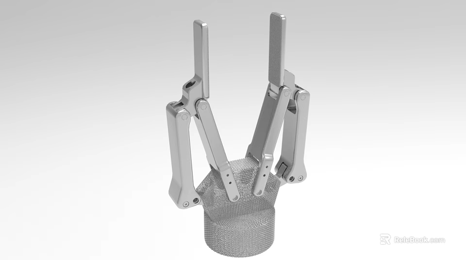Industrial Mechanical Equipment With Jointed Metal Arms And Mesh Base Structure 3d model 