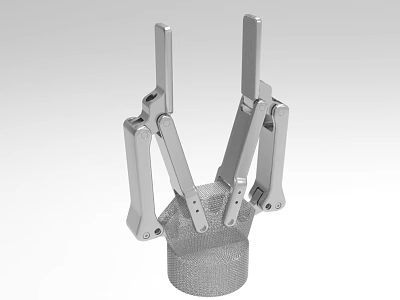 Industrial Mechanical Equipment With Jointed Metal Arms And Mesh Base Structure 3d model
