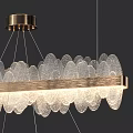 Modern Elegant Chandelier With Frosted Glass Leaf Shaped Double Layer Metal Frame