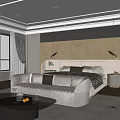 Elegant Modern Bedroom Interior Design With Large Bed Area Rug And Wall Paneling