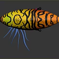 Colorful Abstract Sculpture Carving With Vibrant Patterns And Tentacle Like Appendages