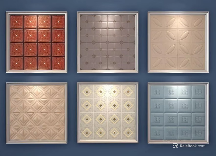 Upholstered Soft Wall Panels With Various Decorative Designs And Colors 3d model 