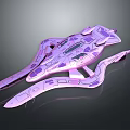 Futuristic Purple Interstellar Spaceship Design With Aerodynamic Structure And Patterns