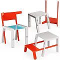 Modern Safe Kids Chair With Red And White Color Simple Backrest And Sturdy Structure