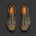 Beige Black Outdoor Hiking Shoes With Red Accent Sole And Stripe Lace Design