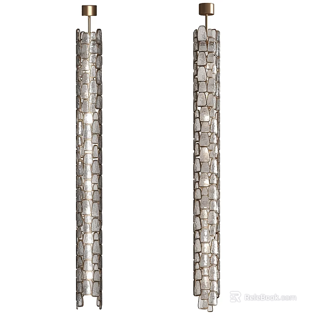 Modern Silver Metal Pendant Light With Square Textured Pattern Design For Interior Decor 3d model