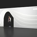 White Wavy Archway With Person Standing Under Black Background And Game Over Text Top Right