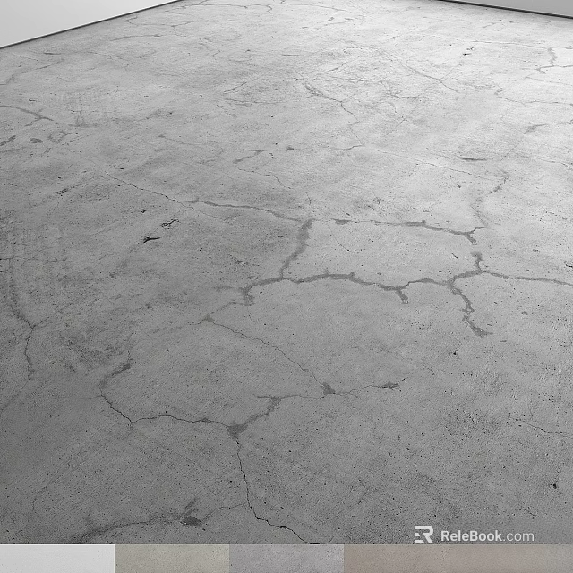 Rough Concrete Pavement Surface With Visible Cracks And Textured Outdoor Ground 3d model 