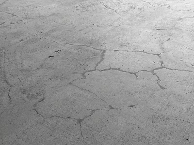 Rough Concrete Pavement Surface With Visible Cracks And Textured Outdoor Ground 3d model