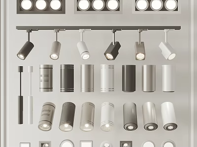 Modern Downlights And Spotlights With Various Styles And Different Colors For Interior Lighting 3d model