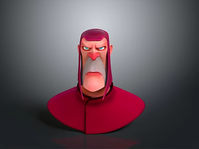 3D Game Animation Character Model With Red Hood Stern Expression Male Figure 3d model