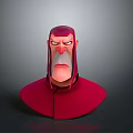 3D Game Animation Character Model With Red Hood Stern Expression Male Figure
