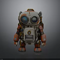 Cartoon Robot Figure With Large Blue Eyes Orange White Body And Red Feet
