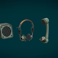 Vintage Communication Devices Collection With Retro Headphones Old Telephone And Speaker