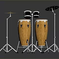 Brown Wooden Decorative Drum Set With Stands And Cymbals For Home Living