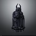 Detailed Mythical Horned Warrior Sculpture With Armor Holding Hammer On Intricate Base