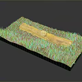 Wooden Log With Stone Accent Placed On Grass Covered Display Base
