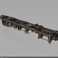 Worn Metal Industrial Equipment With Long Structure And Wheels For Transport