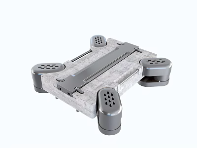 Industrial Equipment Gray Metal Platform Base With Four Support Legs And Hole Design 3d model