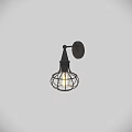 Industrial Style Wall Light With Metal Cage Frame And Exposed Bulb Design