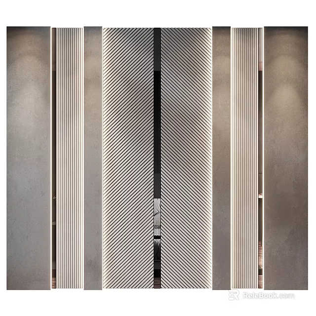 Modern Elegant Background Wall With Linear Striped Design And Metallic Finish 3d model 