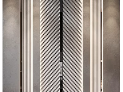 Modern Elegant Background Wall With Linear Striped Design And Metallic Finish 3d model
